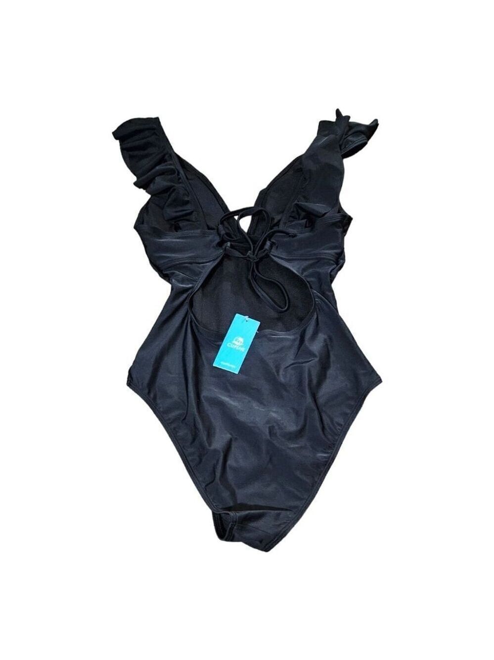 CUPSHE Multi Ruffled Straps Solid Color V-Neck Swimsuit Size Small - Picture 9 of 10